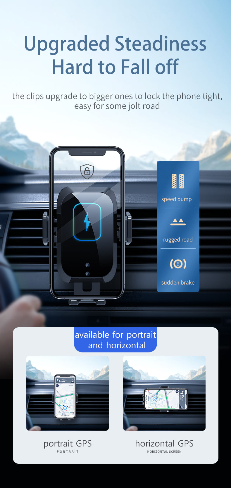 Maxguard Veloce-Series Car Fast Wireless charger 15W and Automatic Induction Car Holder(Qi-Standard)