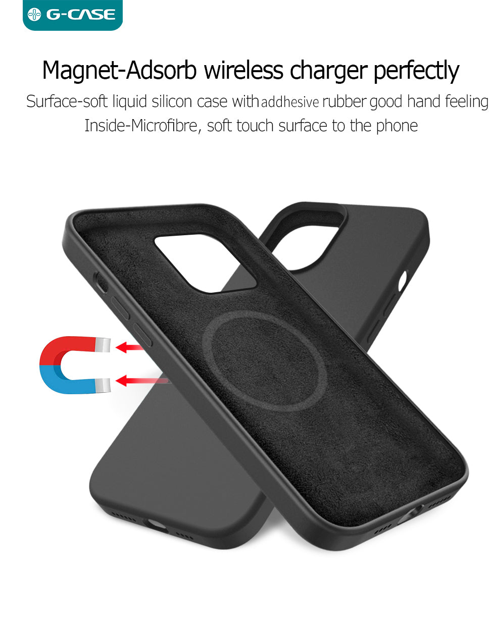 Maxgaurd Efficiente-Series iPhone 13  Magnetic Liquid Silicone case(Black)