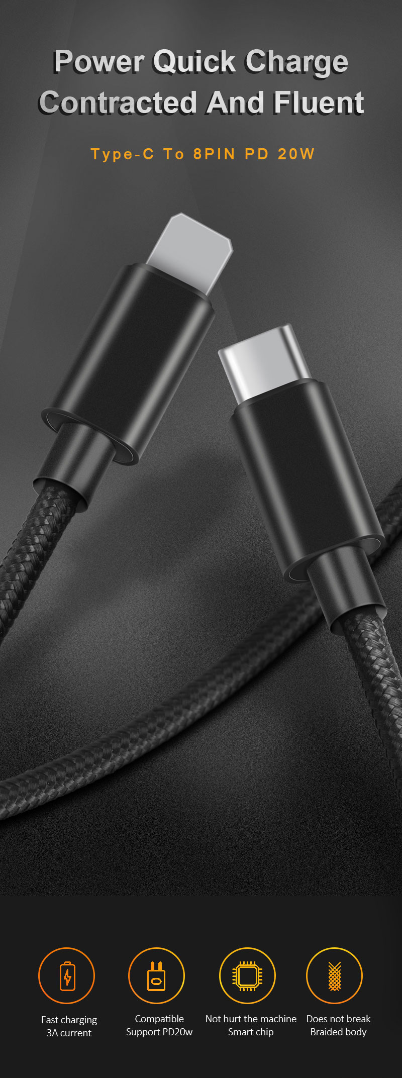 Maxguard Veloce-Series USB C to Lightning 20W Nylon Braided  Fast Charging Cable 1m