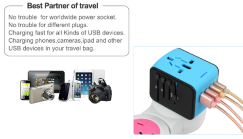 Maxguard Veloce-Series Universal Travel Adapter 3.4A (3 USB+Type C+Global Sockets)Black