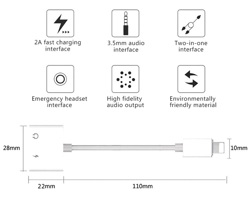 Maxguard Efficiente-Series 2In1 Lightning To 3.5mm Adapter