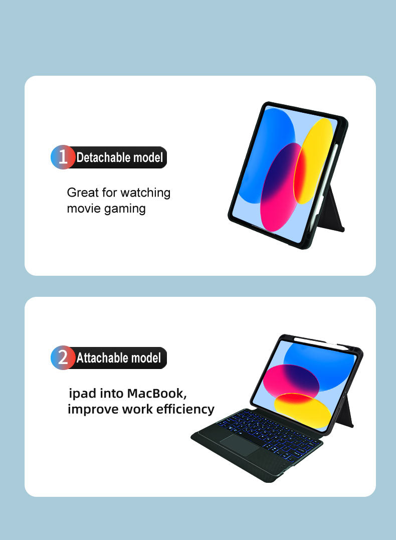 Maxguard Efficiente-Series iPad 10th Gen 2022 Deattachable Keyboard Case(RGB)