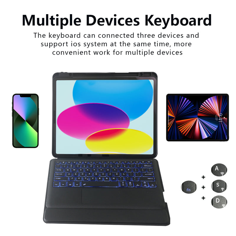 Maxguard Efficiente-Series iPad 10th Gen 2022 Deattachable Keyboard Case(RGB)