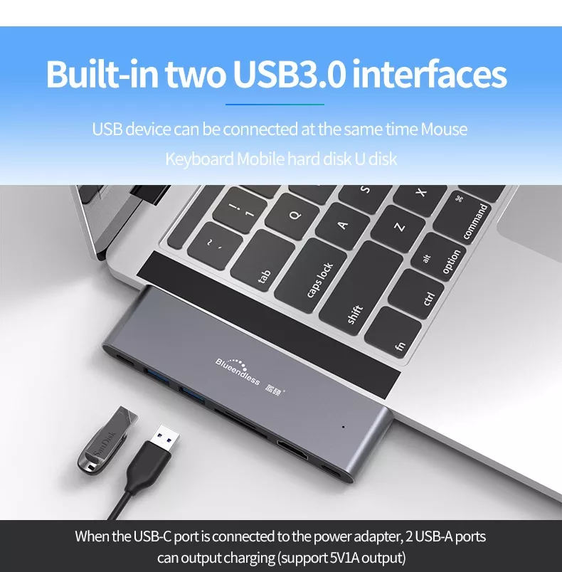 Maxguard Rayo-Series 7 In 1 Hub Dual  USB-C For  Macbook(Thunderbolt 3)