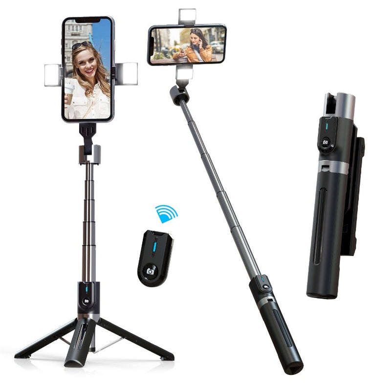 Maxguard Moda-Series Selfie Stick/Tripod Wireless Rechargeable Remote with Dual LED For 4" to 7" Devices(iOS&Android Compatible)